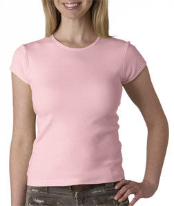 1001 Bella+Canvas Ladies' Baby Rib Short-Sleeve Crew Neck Tee Pink