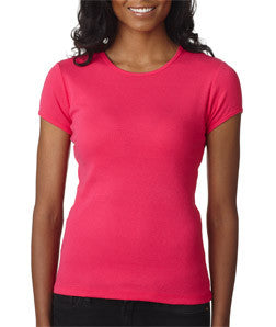 1001 Bella+Canvas Ladies' Baby Rib Short-Sleeve Crew Neck Tee Fuchsia