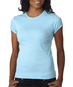 1001 Bella+Canvas Ladies' Baby Rib Short-Sleeve Crew Neck Tee Light Aqua