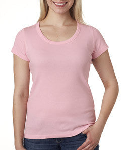 1003 Bella+Canvas Ladies' Baby Rib Short-Sleeve Scoop-Neck Tee Pink