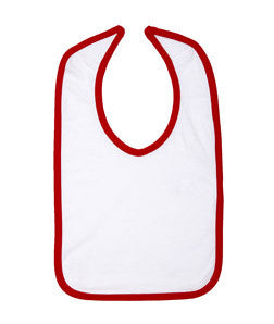 1004 Rabbit Skins Infant Jersey Contrast Trim Closure Bib White/ Red