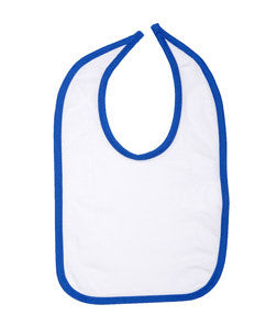 1004 Rabbit Skins Infant Jersey Contrast Trim Closure Bib White/royal