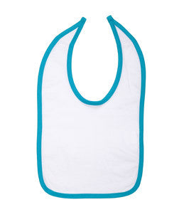 1004 Rabbit Skins Infant Jersey Contrast Trim Closure Bib White/ Turquoise