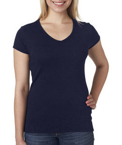 1005 Bella+Canvas Ladies' Baby Rib Short-Sleeve V-Neck Tee Navy