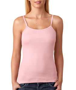 1011 Bella+Canvas Ladies' Baby Rib Spaghetti Strap Tank Top Pink