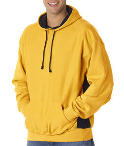 1250 Badger Adult Cross-Grain Colorblock Blended Hooded Fleece Gold/ Black