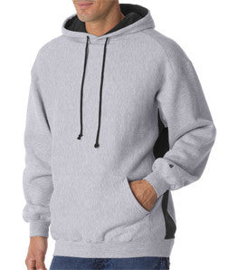 1250 Badger Adult Cross-Grain Colorblock Blended Hooded Fleece Oxford/ Black (60/40)