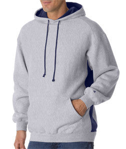 1250 Badger Adult Cross-Grain Colorblock Blended Hooded Fleece Oxford/ Navy (60/40)