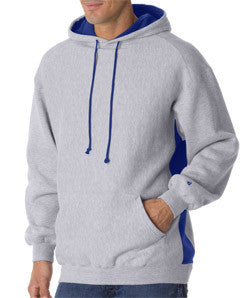 1250 Badger Adult Cross-Grain Colorblock Blended Hooded Fleece Oxford/ Royal (60/40)