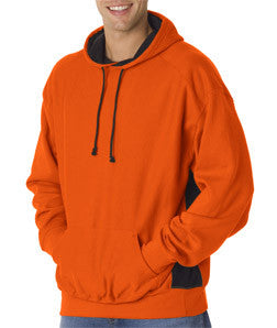 1250 Badger Adult Cross-Grain Colorblock Blended Hooded Fleece Burnt Orange/ Black