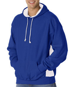 1250 Badger Adult Cross-Grain Colorblock Blended Hooded Fleece Royal/ White