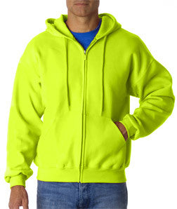 12600 Gildan Adult Gildan DryBlendFull-Zip Hooded Sweatshirt Safety Green (50/50)