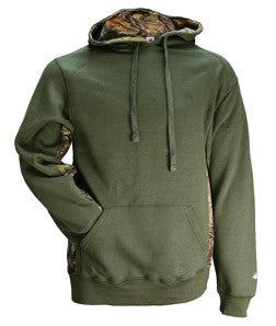 1264 Badger Adult Athletic Fleece Camo Accent Hooded Sweatshirt Od Green/ Force