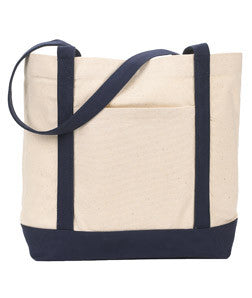 127 Gemline Ensign's Boat Tote Natural/ Navy