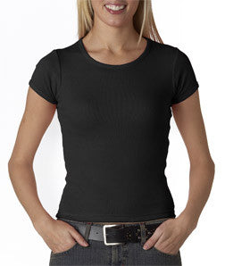 1441 Anvil Ladies' 1X1 Rib Scoop-Neck Tee Black