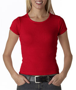 1441 Anvil Ladies' 1X1 Rib Scoop-Neck Tee Red