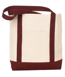 144 Gemline Captain's Boat Bag Natural/ Burgundy
