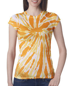 1455 tie dye Juniors' Sublimation-Dyed Poly Tee Gold Twist