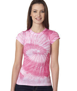1455 tie dye Juniors' Sublimation-Dyed Poly Tee Pink