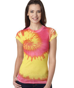 1455 tie dye Juniors' Sublimation-Dyed Poly Tee Fluorescent