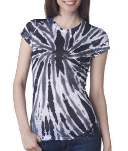 1455 tie dye Juniors' Sublimation-Dyed Poly Tee Black Twist