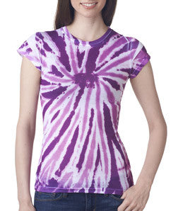 1455 tie dye Juniors' Sublimation-Dyed Poly Tee Purple Twist