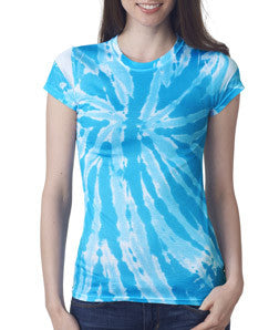 1455 tie dye Juniors' Sublimation-Dyed Poly Tee Turquoise Twist