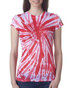 1455 tie dye Juniors' Sublimation-Dyed Poly Tee Red Twist
