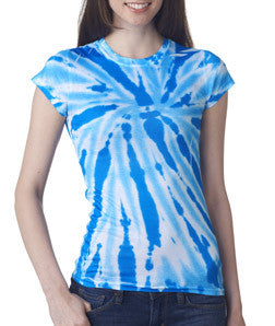 1455 tie dye Juniors' Sublimation-Dyed Poly Tee Royal Twist