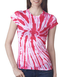 1455 tie dye Juniors' Sublimation-Dyed Poly Tee Pink Twist