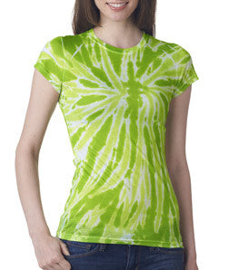 1455 tie dye Juniors' Sublimation-Dyed Poly Tee Lime Twist