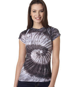 1455 tie dye Juniors' Sublimation-Dyed Poly Tee Black