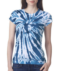 1455 tie dye Juniors' Sublimation-Dyed Poly Tee Navy Twist