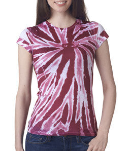 1455 tie dye Juniors' Sublimation-Dyed Poly Tee Wine Twist