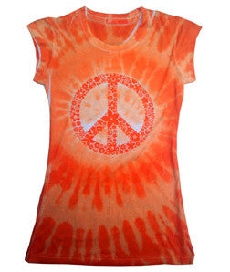 1455 tie dye Juniors' Sublimation-Dyed Poly Tee Peace Orange