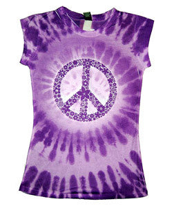1455 tie dye Juniors' Sublimation-Dyed Poly Tee Peace Purple