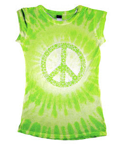 1455 tie dye Juniors' Sublimation-Dyed Poly Tee Peace Lime