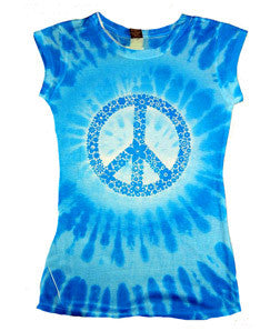 1455 tie dye Juniors' Sublimation-Dyed Poly Tee Peace Blue