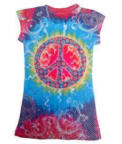 1455 tie dye Juniors' Sublimation-Dyed Poly Tee Peace Dots