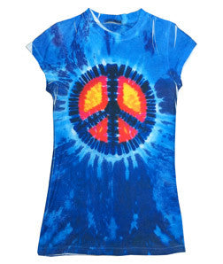 1455 tie dye Juniors' Sublimation-Dyed Poly Tee Blue Peace 698