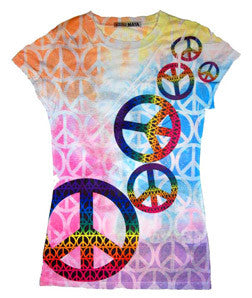 1455 tie dye Juniors' Sublimation-Dyed Poly Tee Pastel Peace 658
