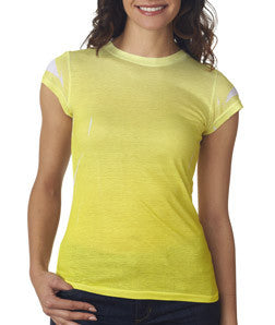 1455 tie dye Juniors' Sublimation-Dyed Poly Tee Yellow Fade 621