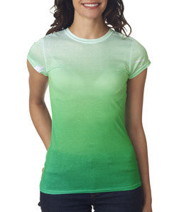 1455 tie dye Juniors' Sublimation-Dyed Poly Tee Green Fade 627
