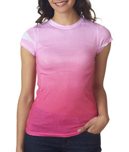 1455 tie dye Juniors' Sublimation-Dyed Poly Tee Pink Fade 625