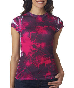 1455 tie dye Juniors' Sublimation-Dyed Poly Tee Static Red 682