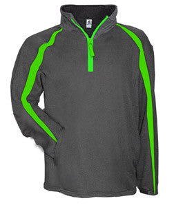 1481 Badger Adult Pro Heathered Fleece Fusion ¼ Zip Front Shirt Carbon/ Lime