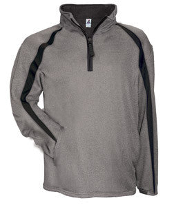 1481 Badger Adult Pro Heathered Fleece Fusion ¼ Zip Front Shirt Steel/ Black