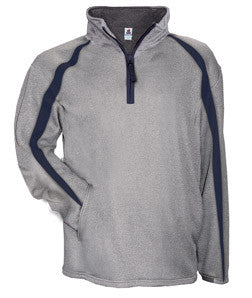 1481 Badger Adult Pro Heathered Fleece Fusion ¼ Zip Front Shirt Steel/ Navy