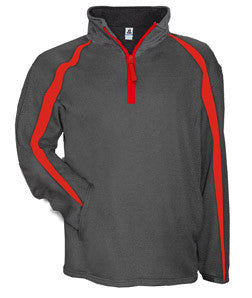 1481 Badger Adult Pro Heathered Fleece Fusion ¼ Zip Front Shirt Carbon/ Red