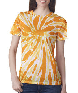 1555 tie dye Sublimated Polyester Ladies' Tee Gold Twist